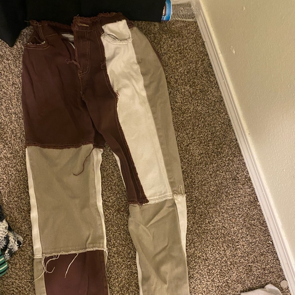 Brown and tan streetwear jeans
